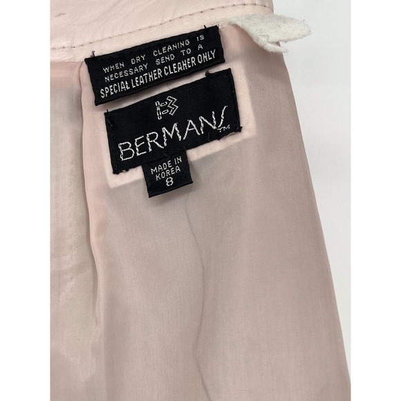 Vintage Bermans Pale Pink Leather Pencil Skirt Size 8 - Picture 4 of 8